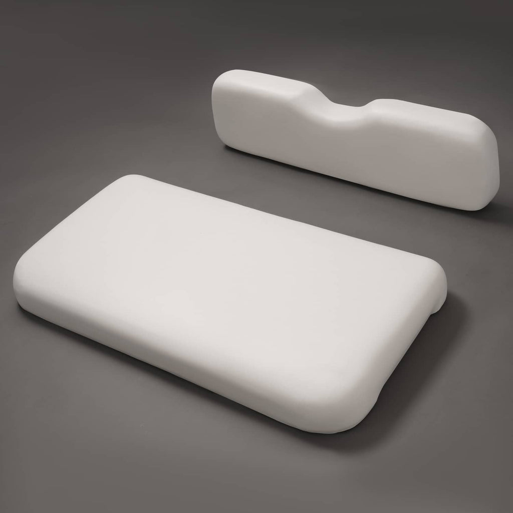 White golf cart seat bottom cushion with matching white backrest