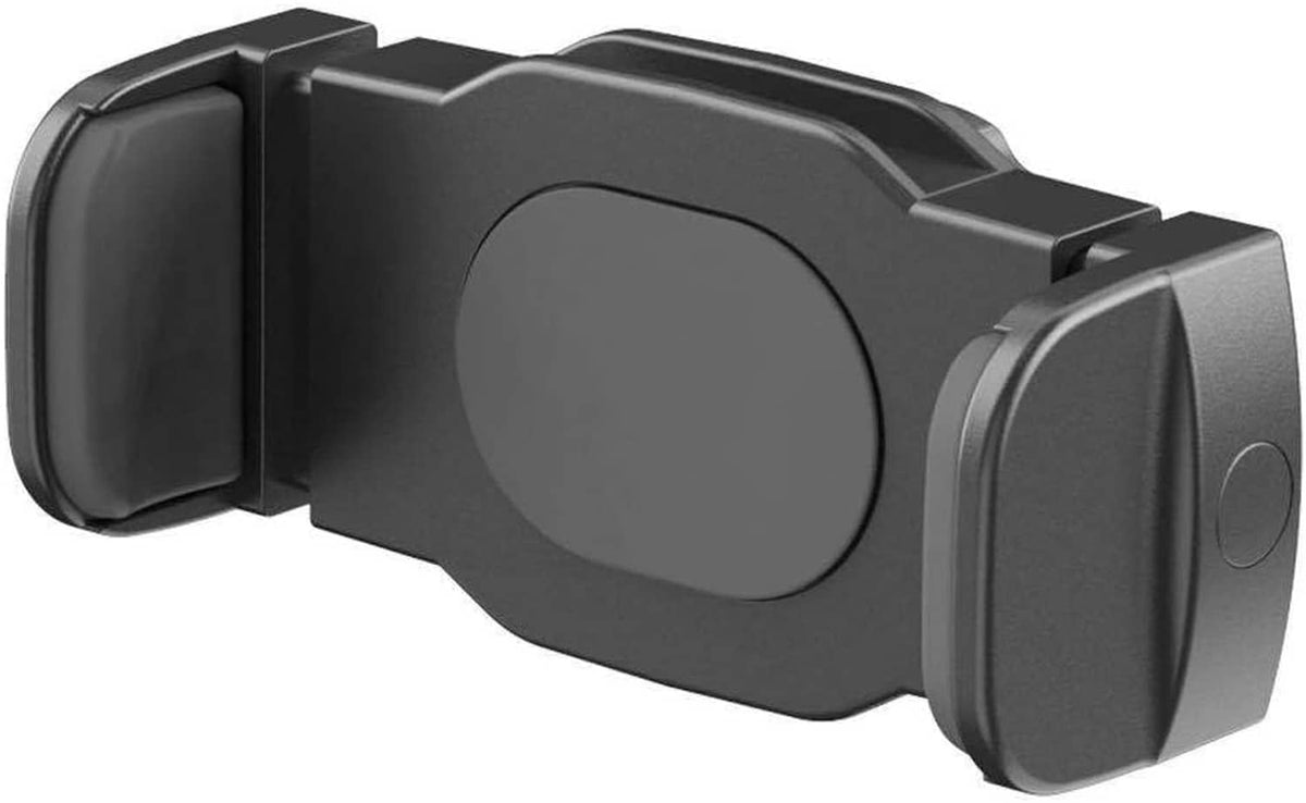 Phone holder mount clip ball-joint connector, dark gray top-side closeup