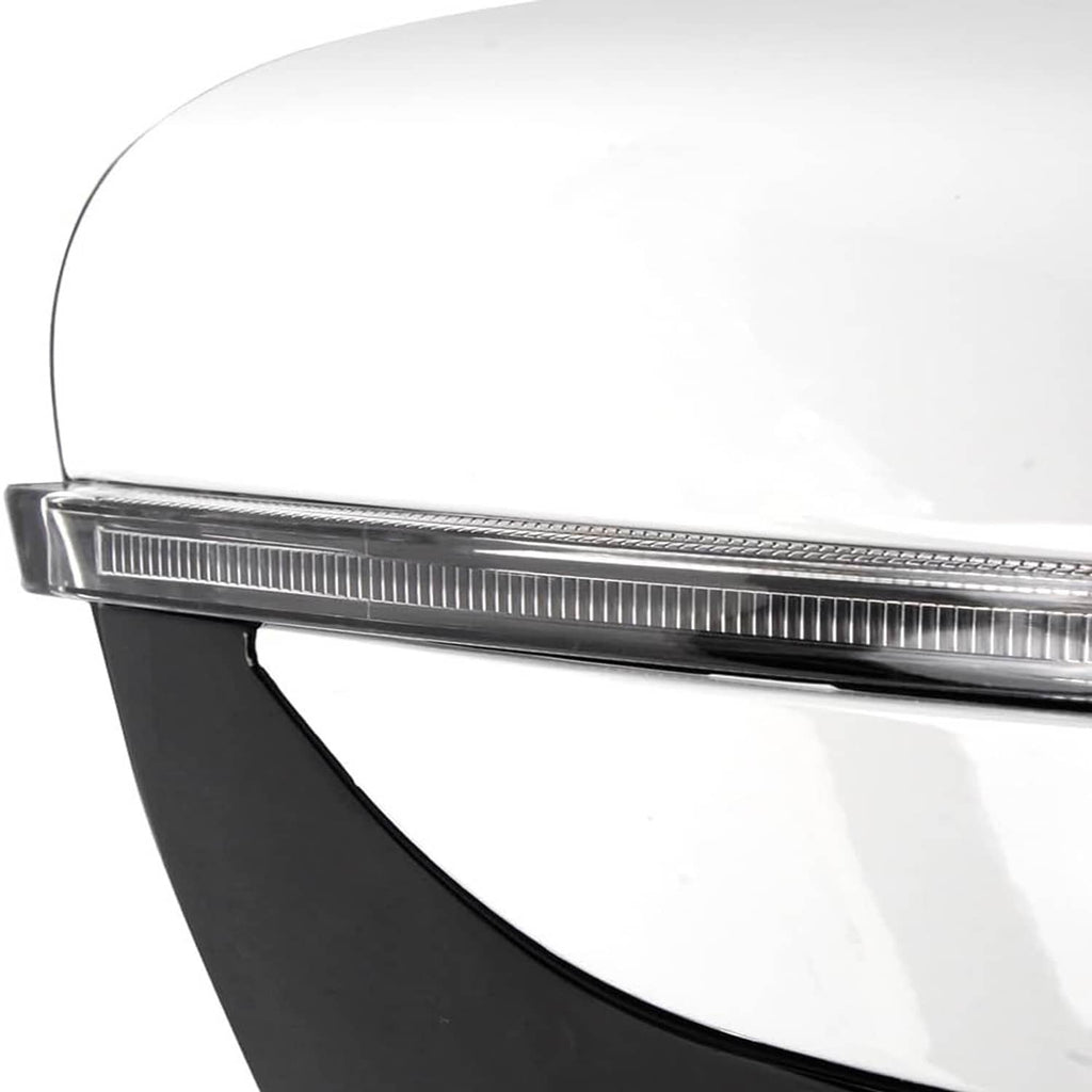 White mirror housing with clear light strip along the edge
