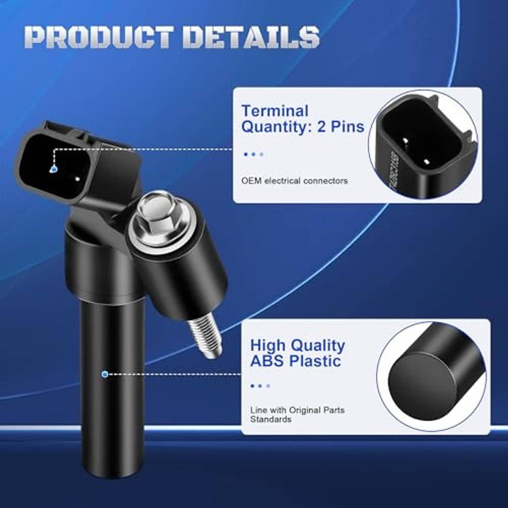 Black crankshaft position sensor with rectangular electrical connector and threaded tip
