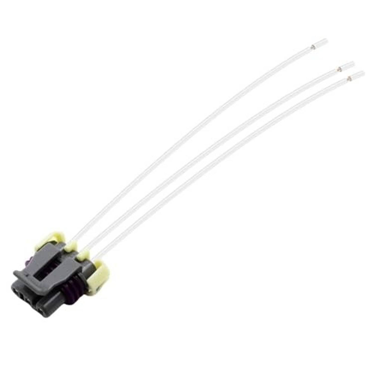 Crankshaft position sensor connector pigtail wiring harness with long white wire leads and black plug