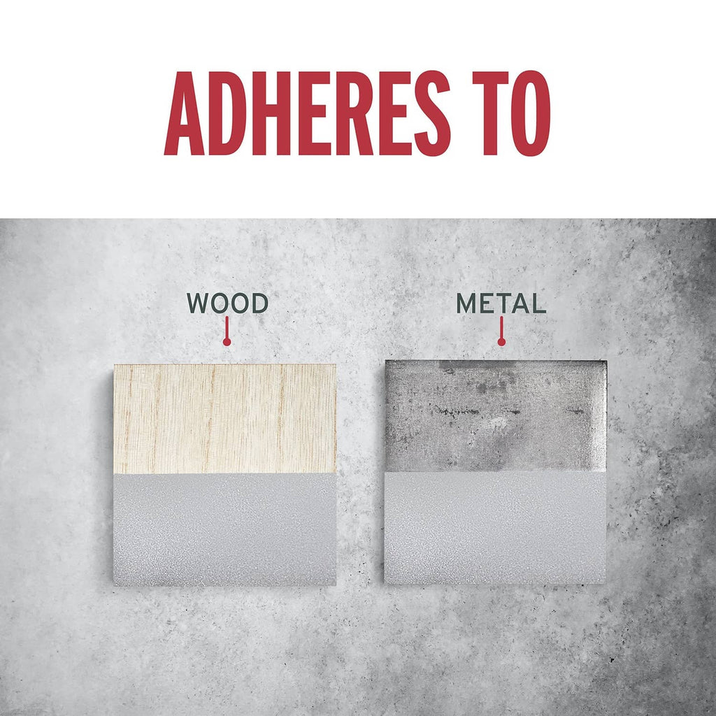 Silver spray paint coverage swatches on wood and metal