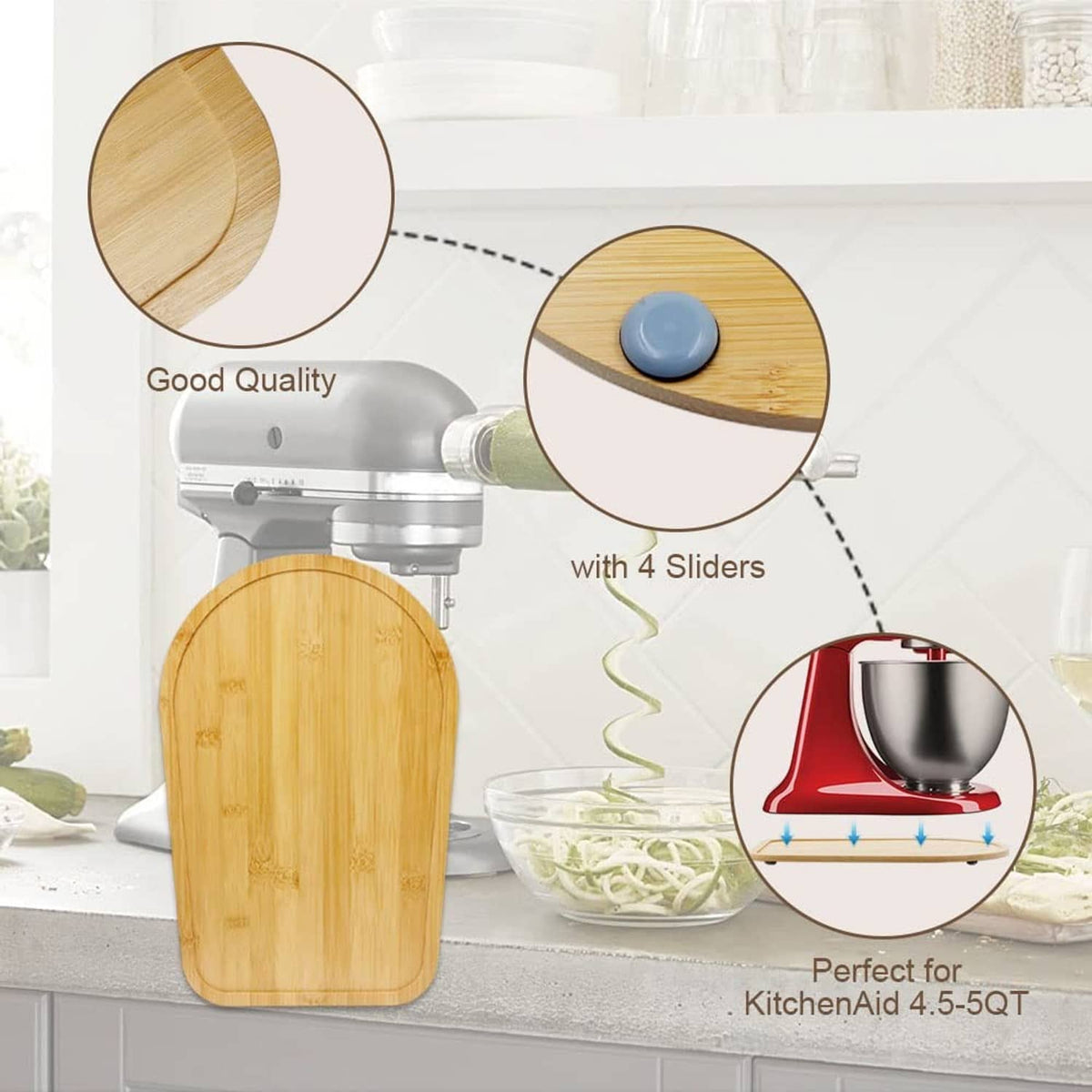 Natural bamboo splash guard board with slider attachment points