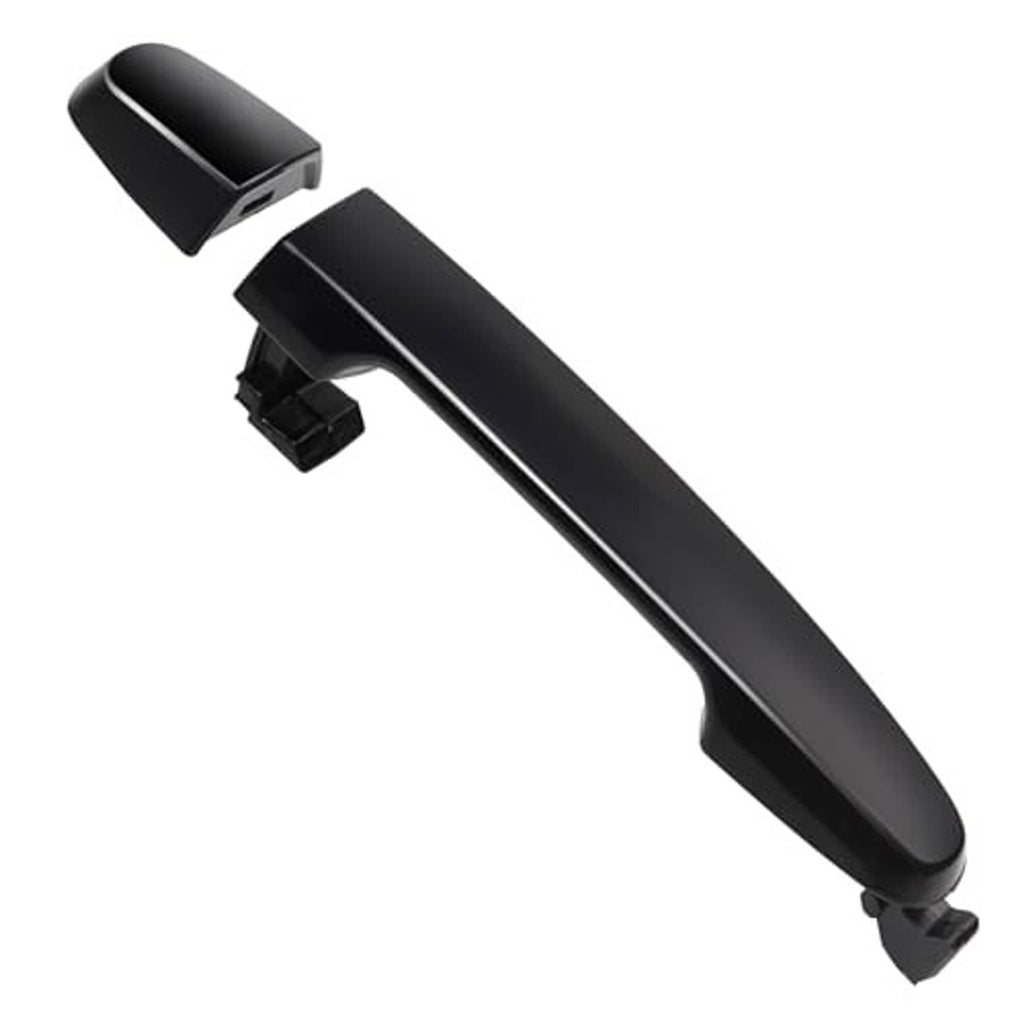 Black rear exterior door handle, angled view with latch opening