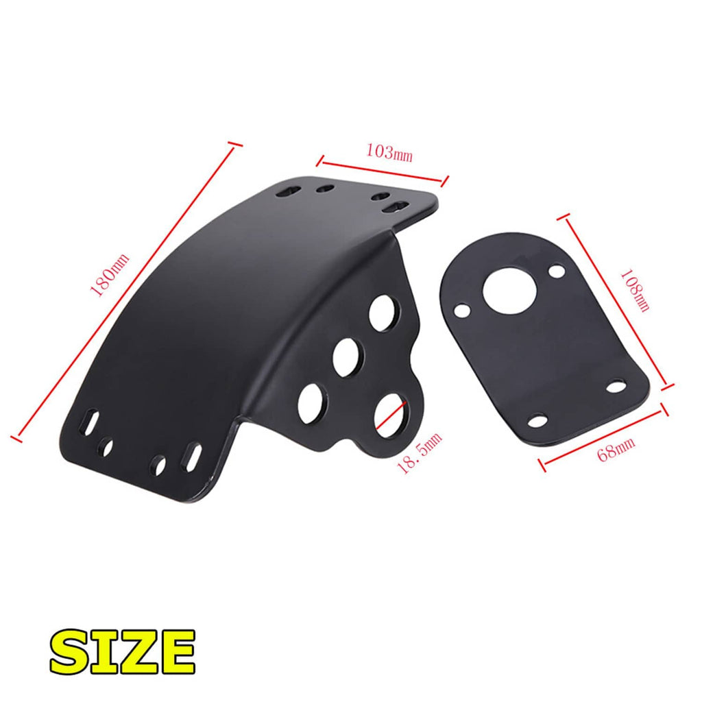 Motorcycle license plate side mount bracket set, black plates with mounting holes