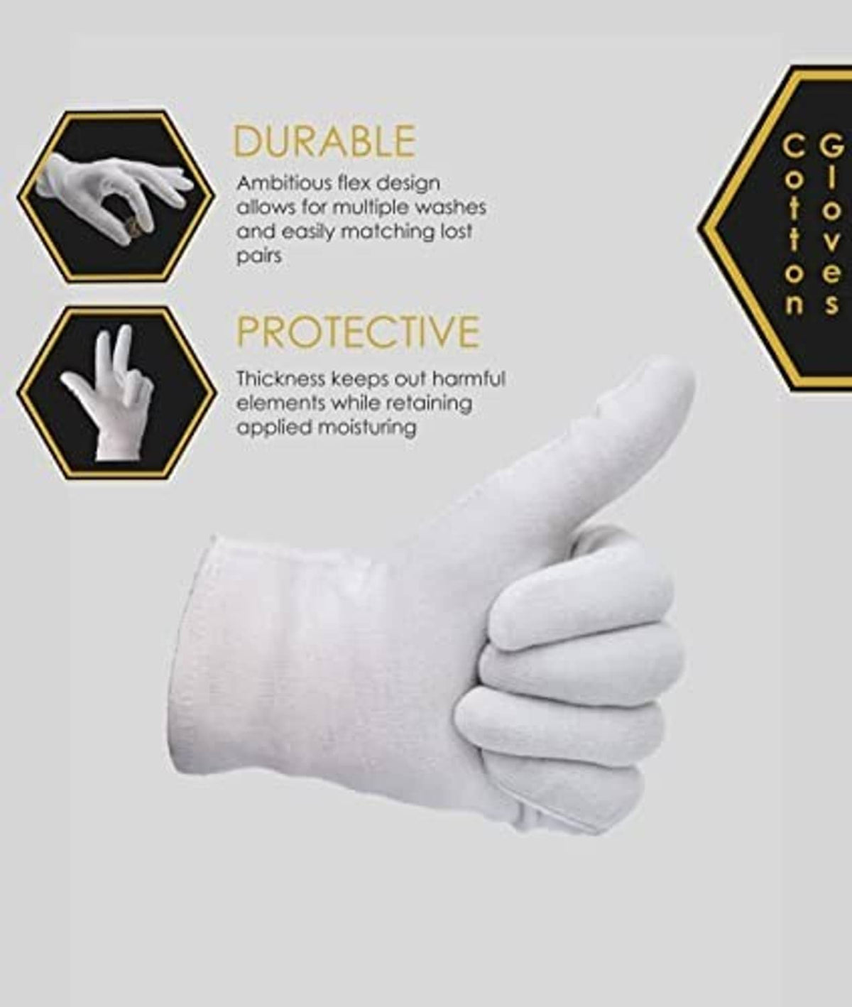 White cotton glove thumb-up, long cuff with soft fabric