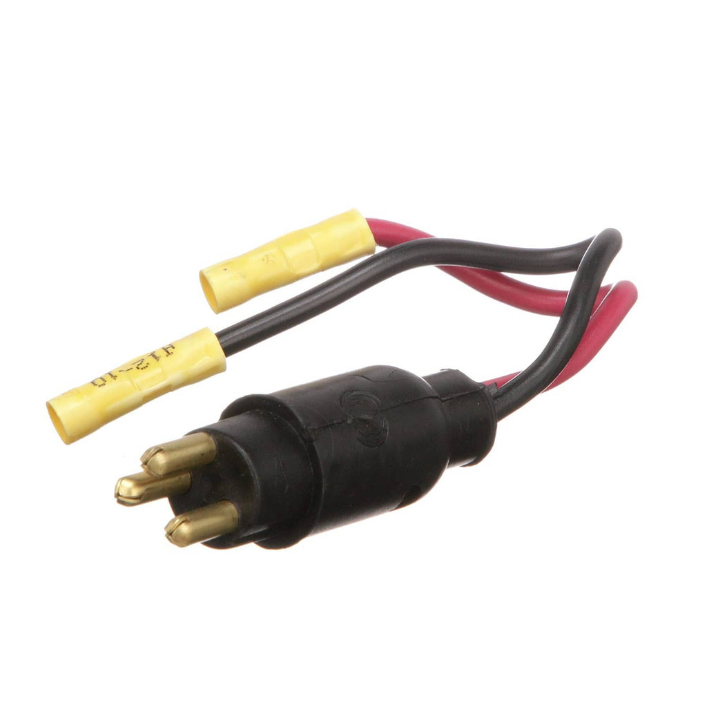 Trolling motor male plug connector with red and black wires and yellow terminals