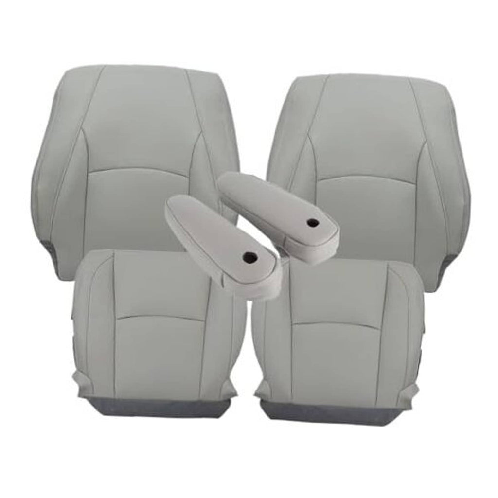 Gray front seat bottom replacement cover set, split design with attached armrests