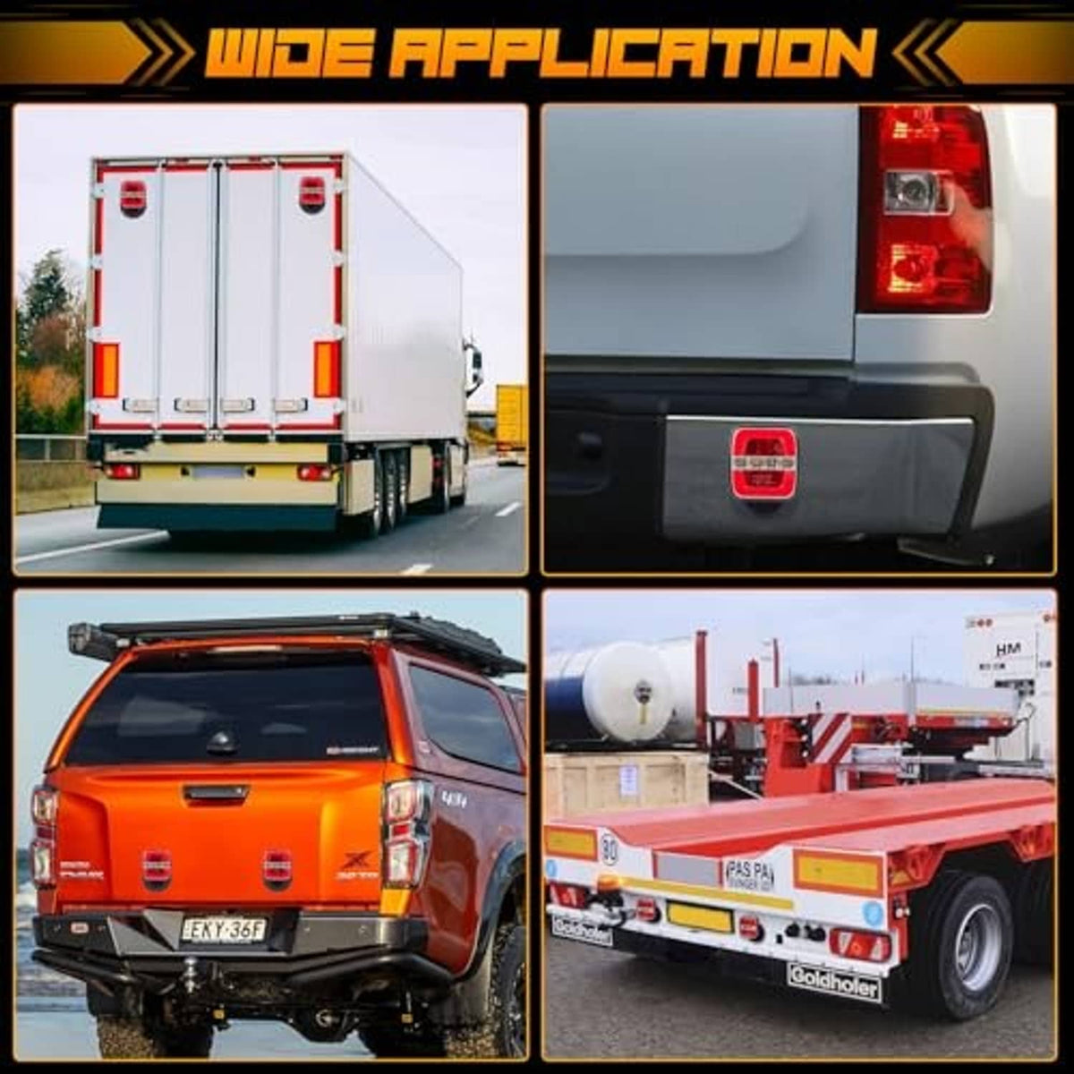 Trailer light kit shown for truck and trailer use with red LED lamps and mounts