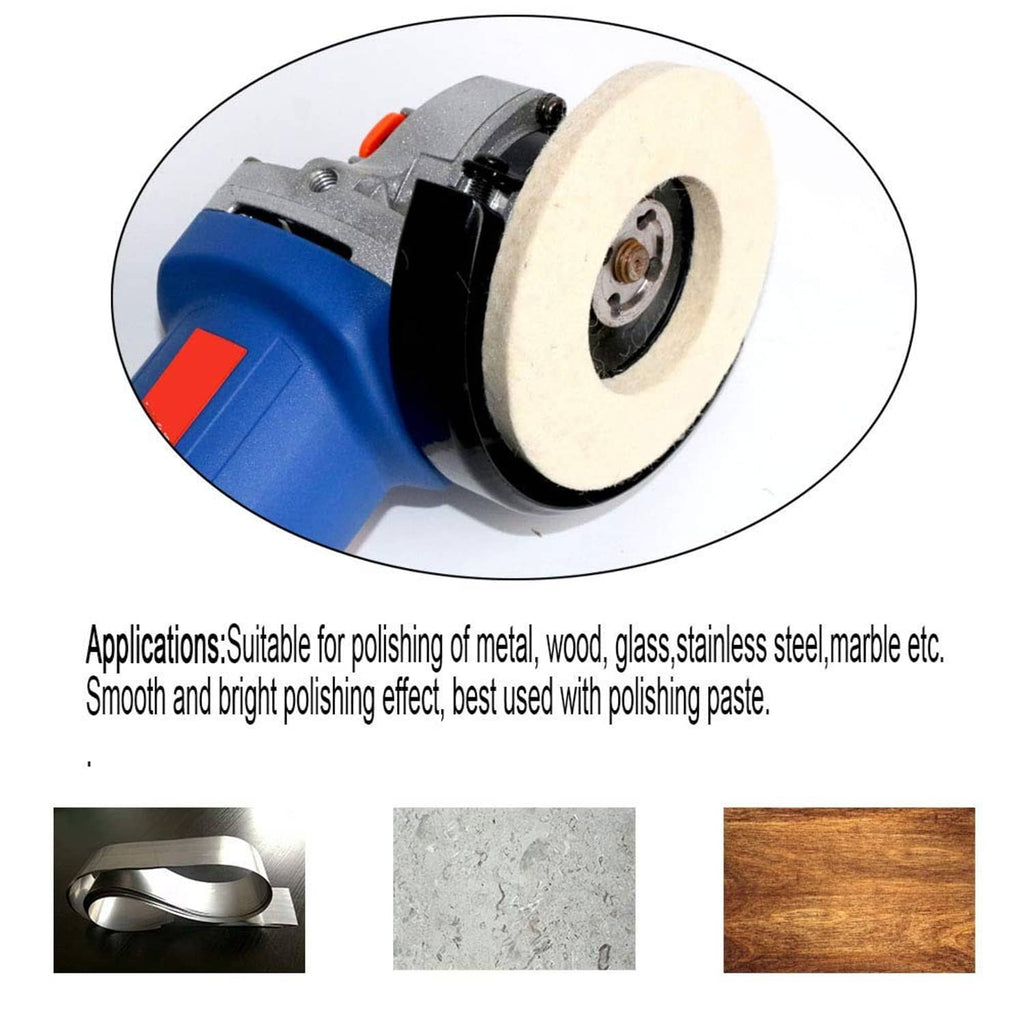 Wool felt polishing wheel pad mounted on a power tool