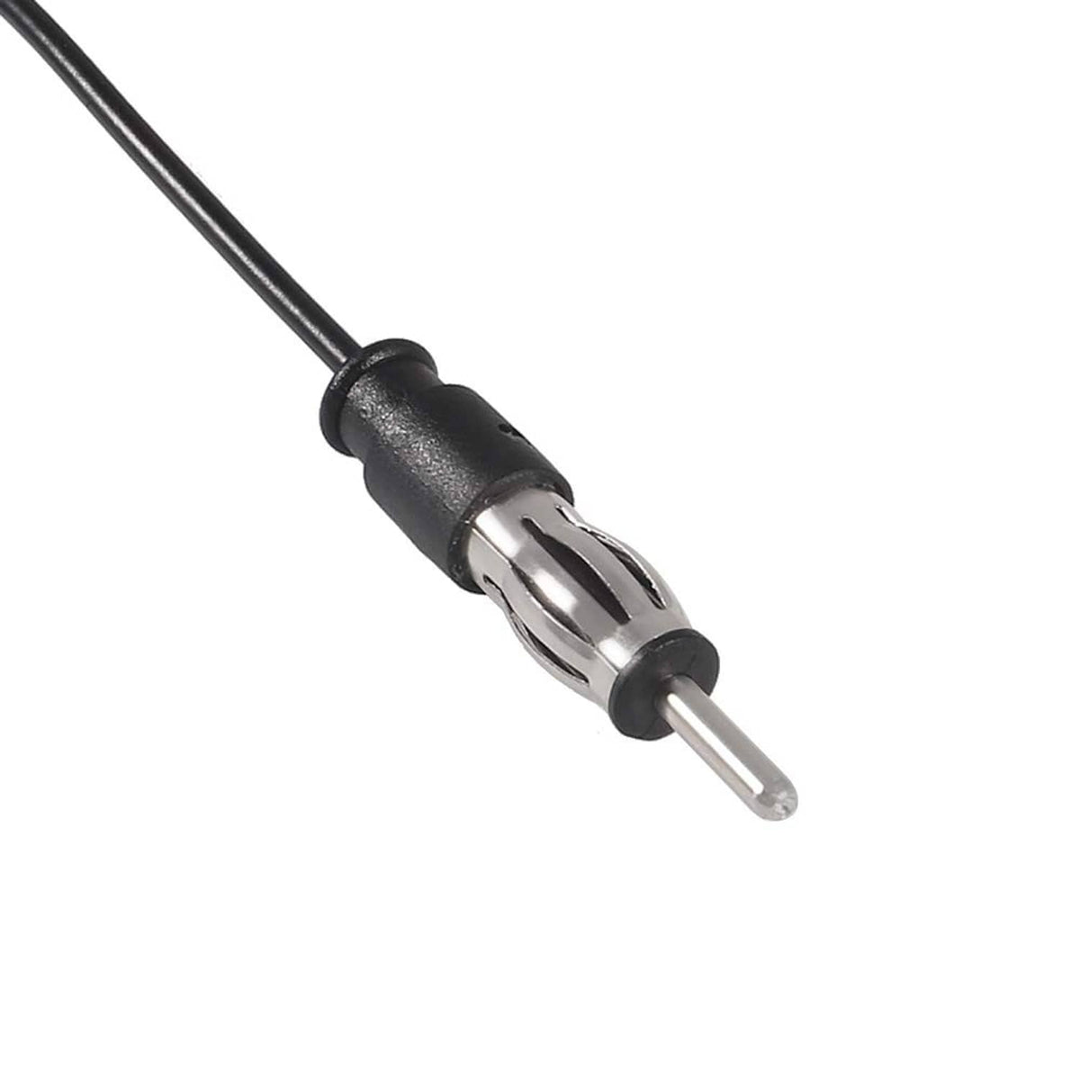 Male coax plug with spring clip on black cable