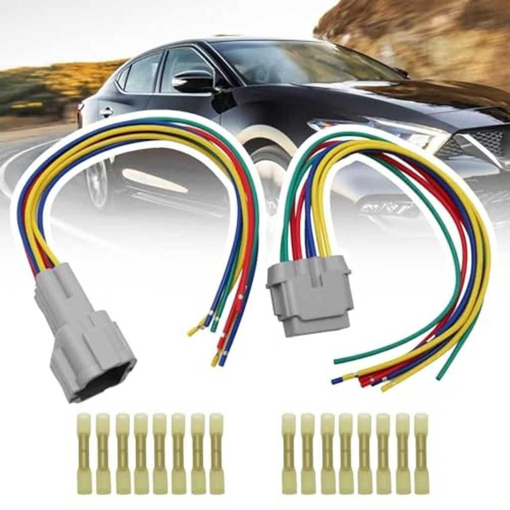 Headlight pigtail plug pair with multicolor wire leads and gray connector housings