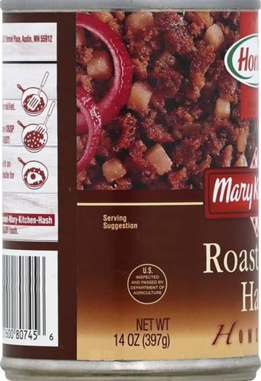 Roast beef hash canned food, Mary Kitchen 14 oz can with front label