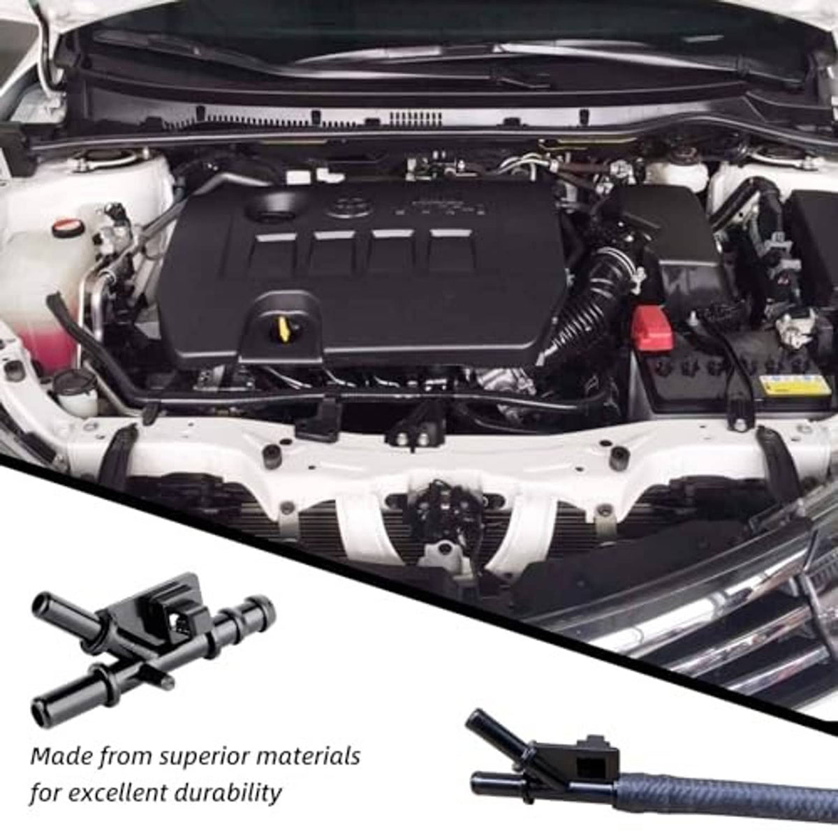 Black water pipe joint installed near engine components