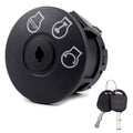 3-position ignition switch with keys, black knob with stop and reverse icons