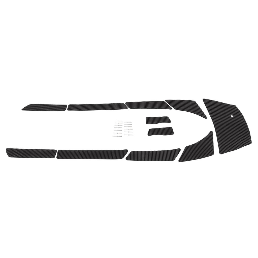 Black traction mat foot pads set, textured grip strips and cutout pieces