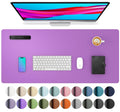 Purple leather desk pad protector with smooth rectangular surface