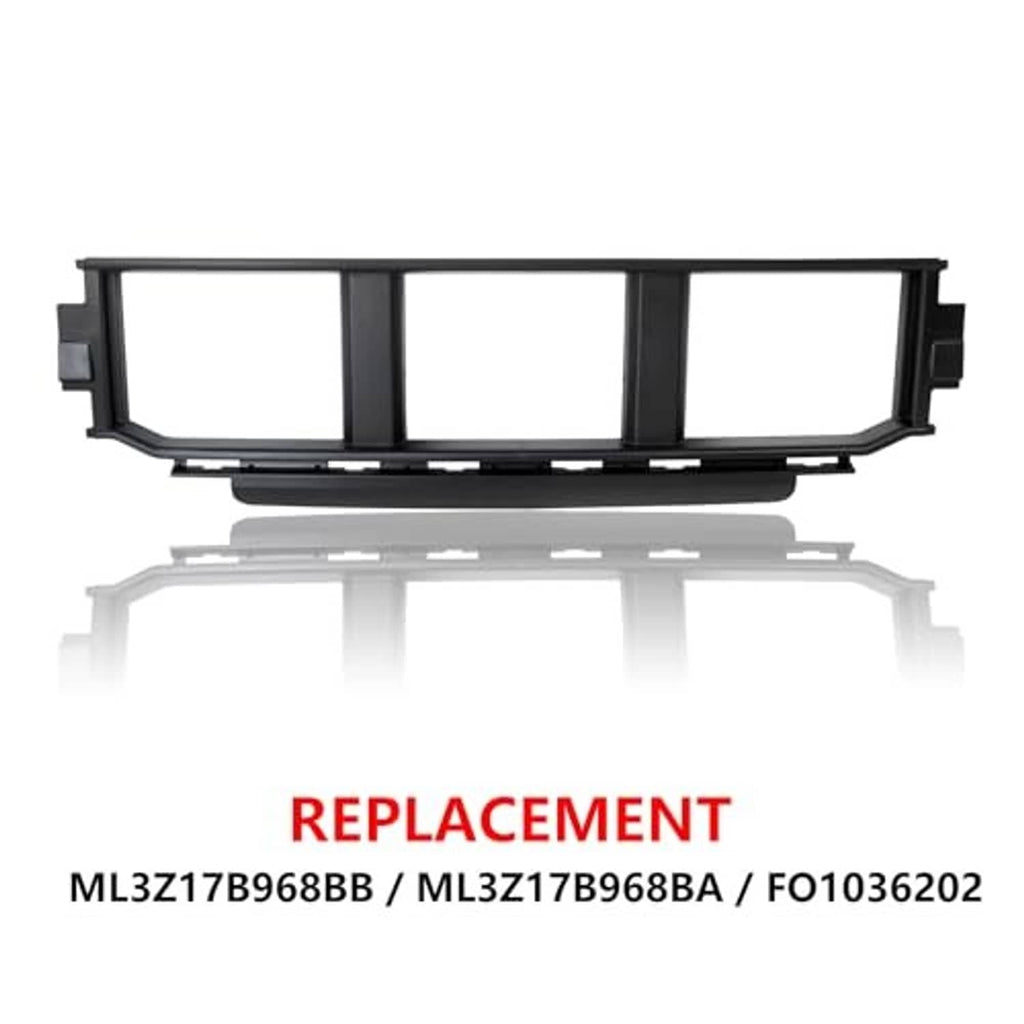 Replacement black front lower bumper grille insert panel with vertical divider bars