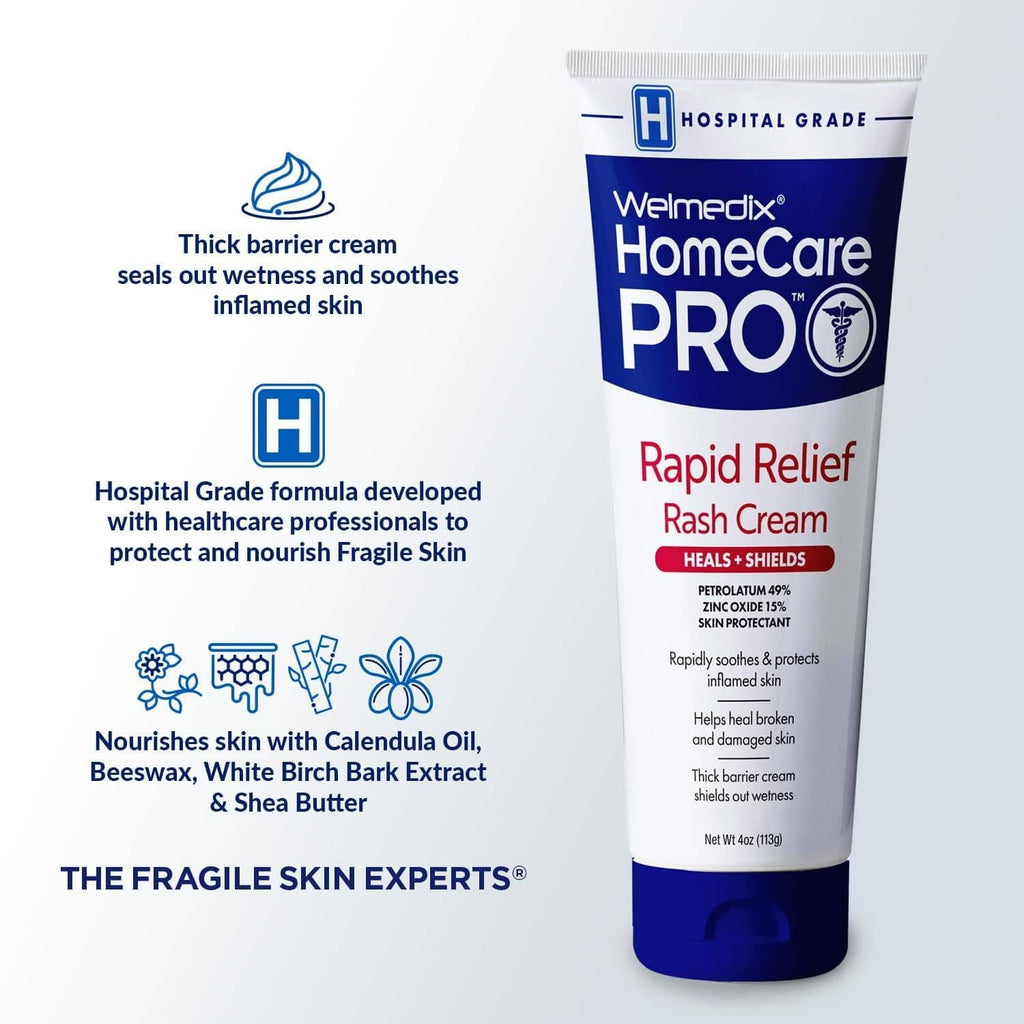 Welmedix HomeCare PRO zinc oxide diaper rash cream, Rapid Relief 4 oz tube.