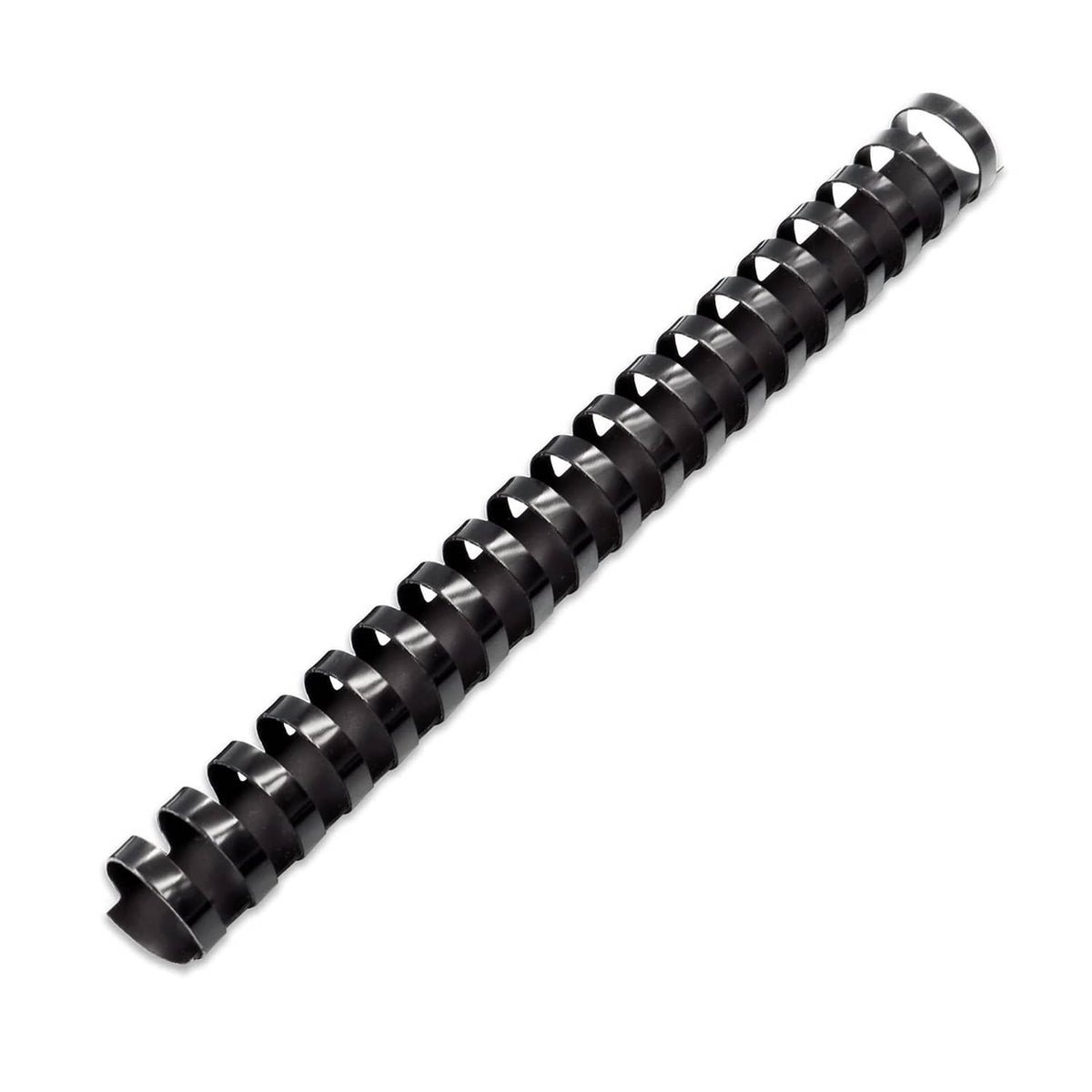 Black 1-inch plastic comb binding spine with interlocking rings