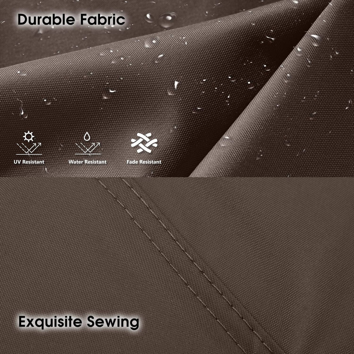 Brown canopy top fabric panel with durable stitching and weather-resistant coating