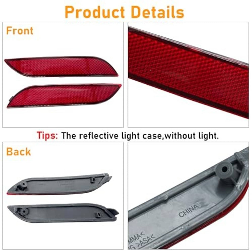 Red rear bumper reflector covers with gray mounting housings, detail view