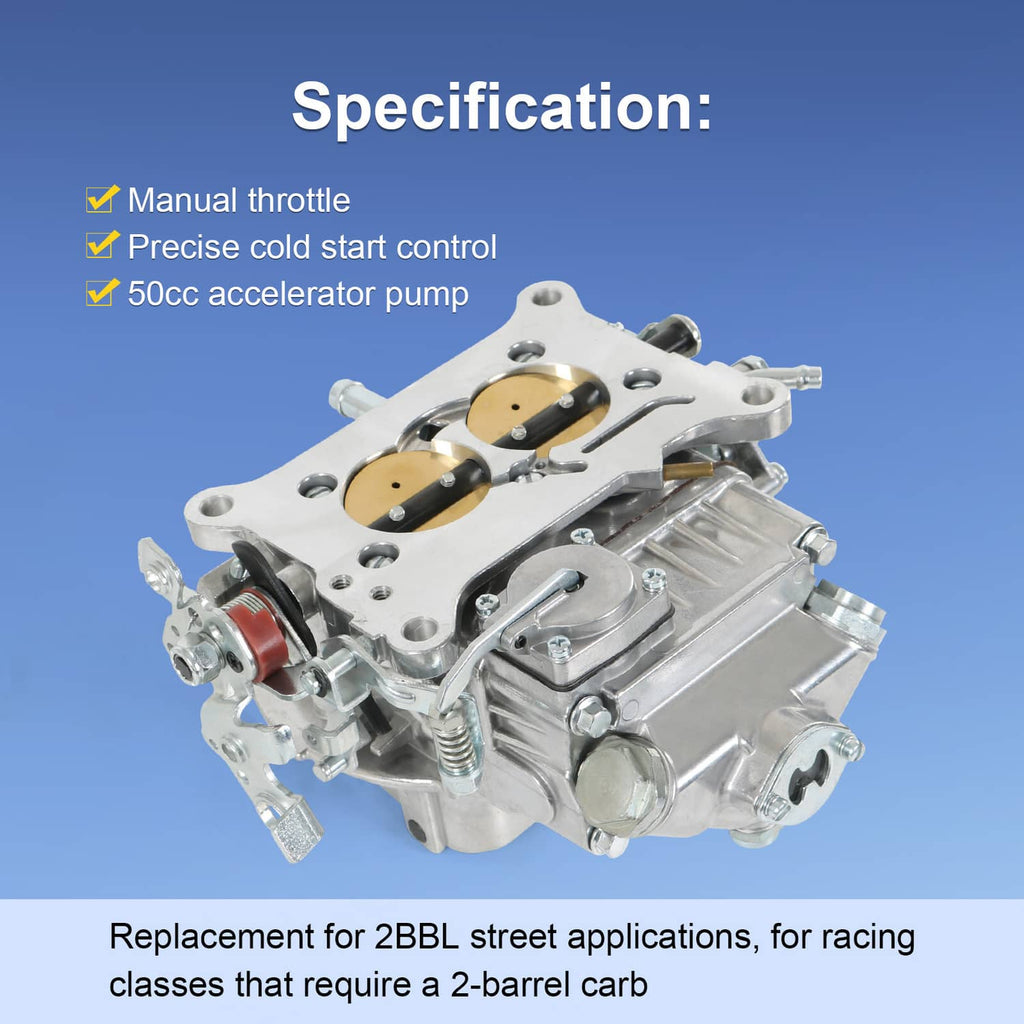 2-barrel carburetor with manual throttle, accelerator pump, and cold-start control