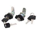 Cabinet cupboard locking cam with black T-handle, silver hardware and two keys