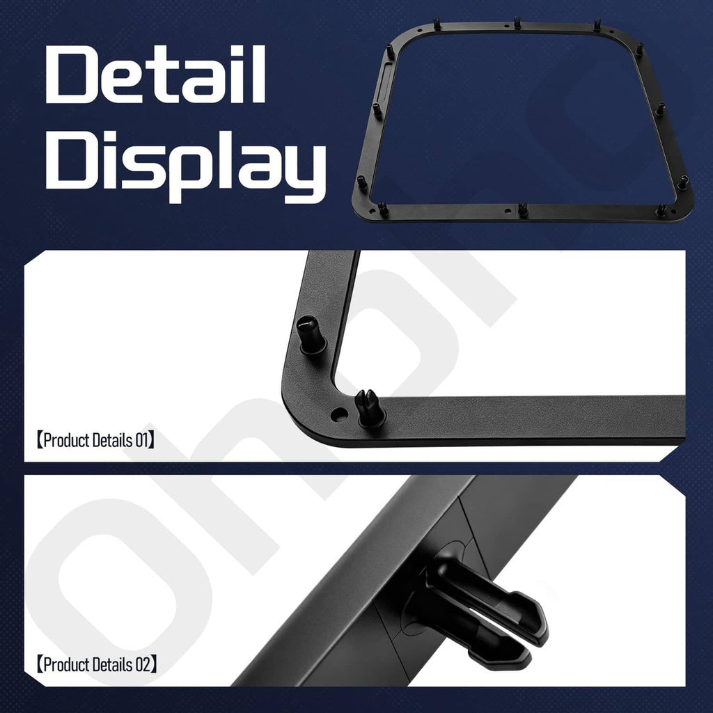 Black bagger seal corner detail with raised mounting tabs on the frame