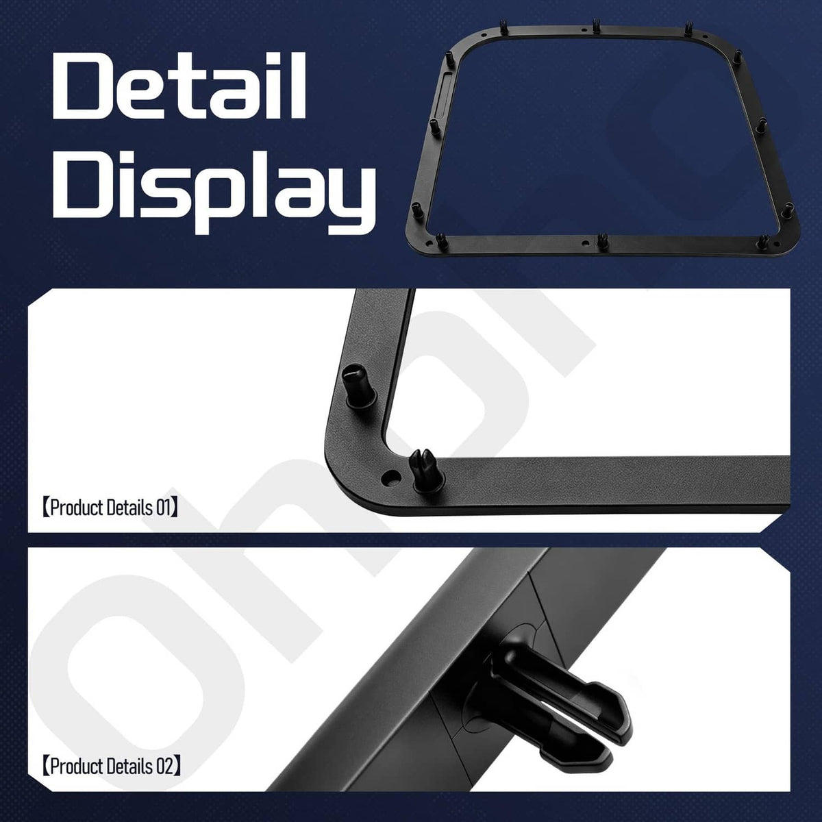 Black bagger seal corner detail with raised mounting tabs on the frame