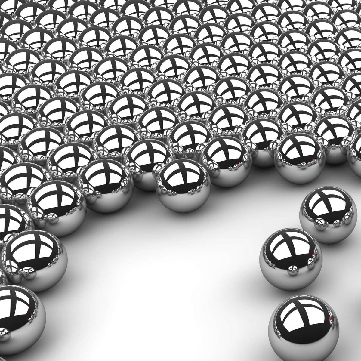 Chrome steel bearing balls, 10-pack, 3/4 in balls arranged in a ring
