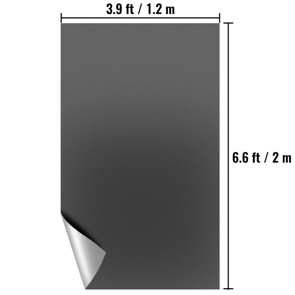 Dark gray dance floor mat size layout, vertical dimensions on a flat mat roll