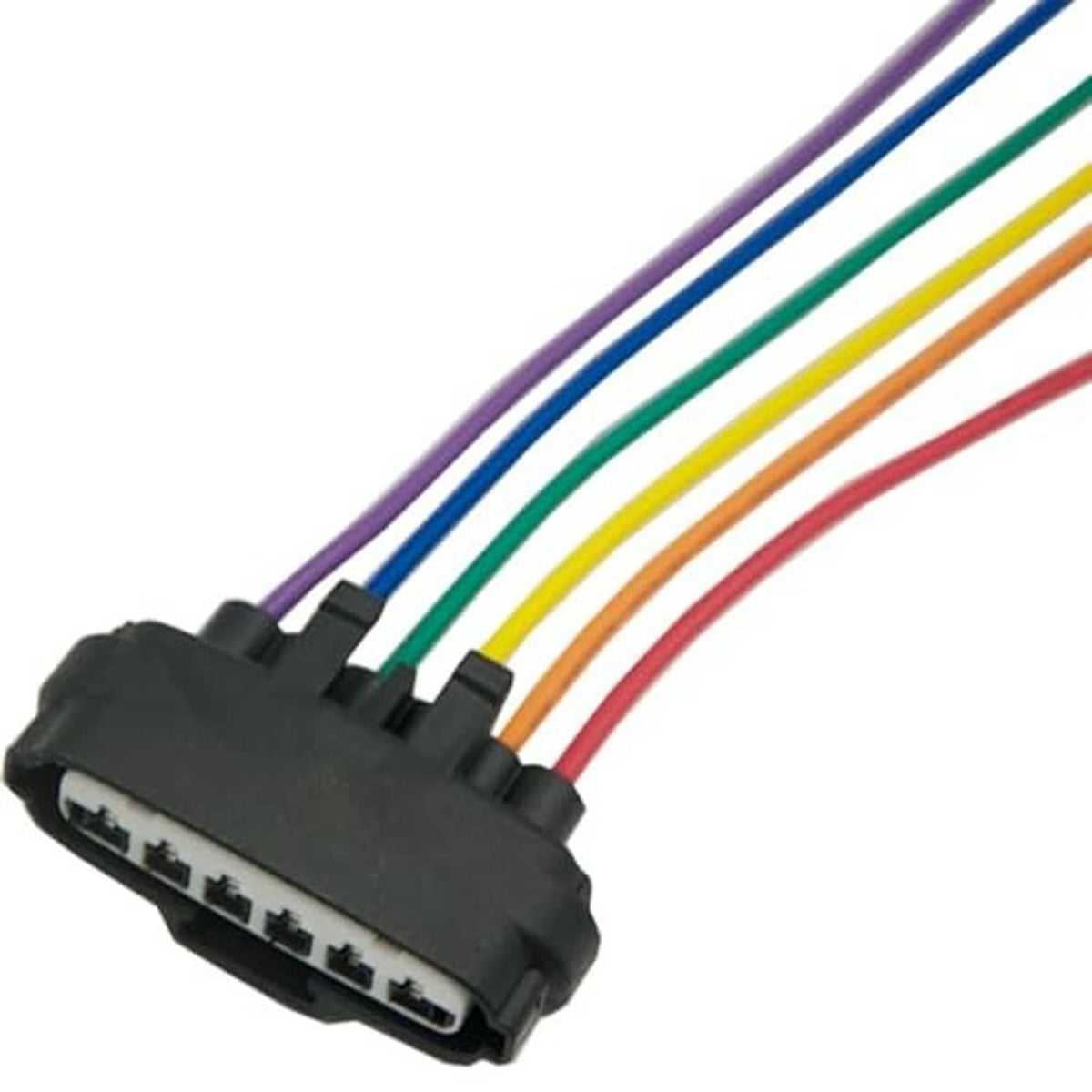 Electronic throttle body connector plug with black multi-pin housing and colored wires