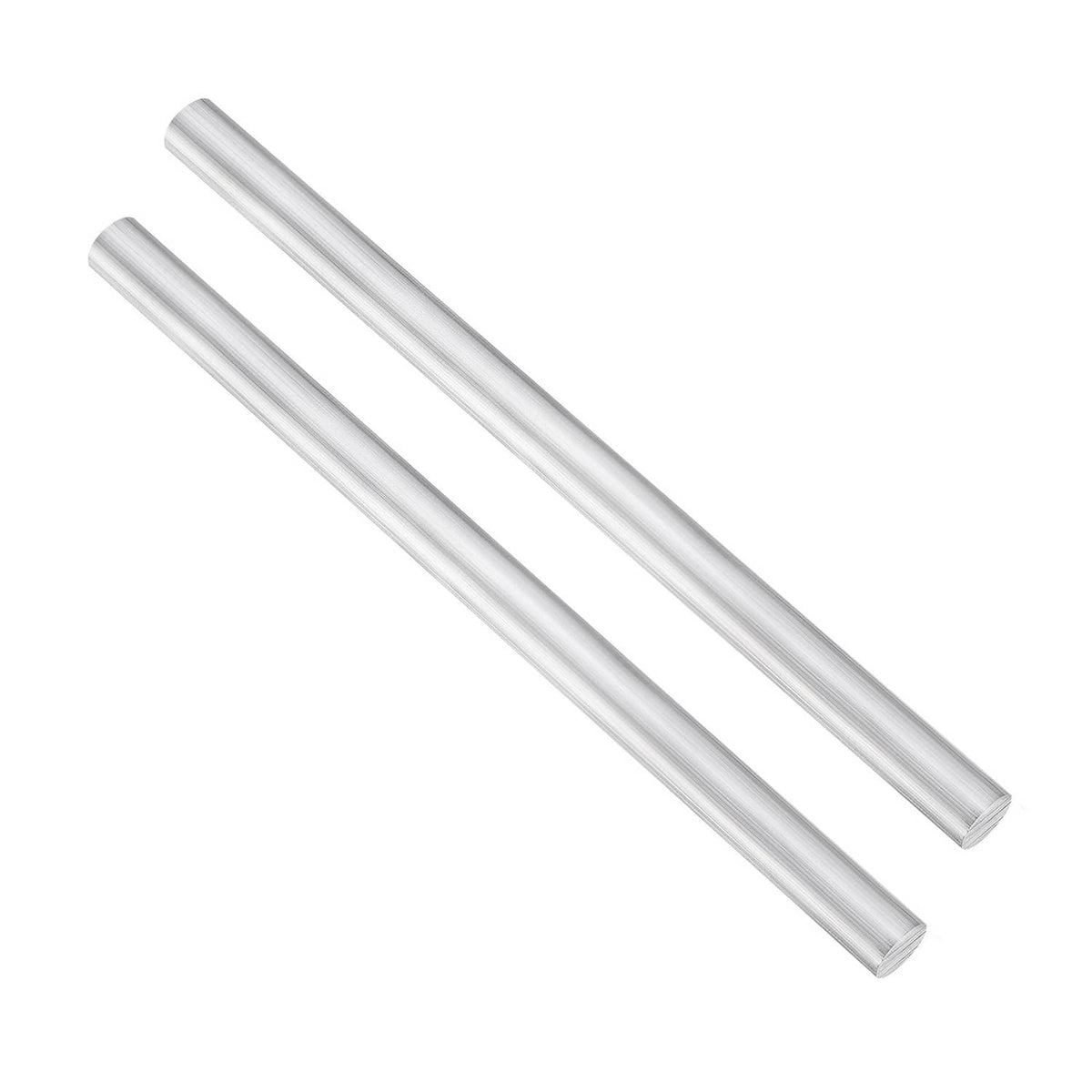 Solid aluminum round rod, silver, 15mm x 250mm, two cylinders