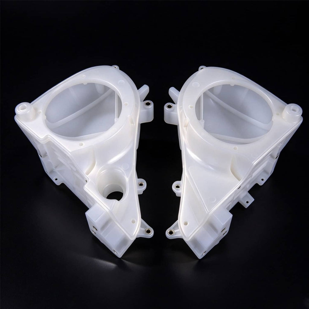 Motorcycle inner fairing speaker cover set, white plastic with circular grille openings
