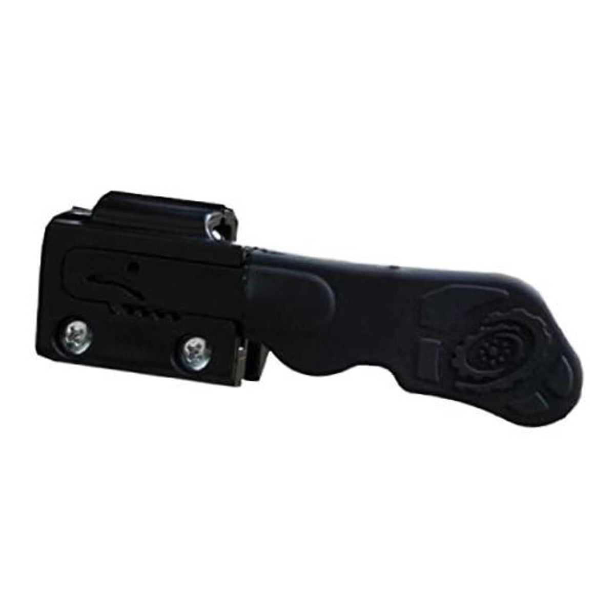 Black ATV throttle master lever with mounting plate and two screws