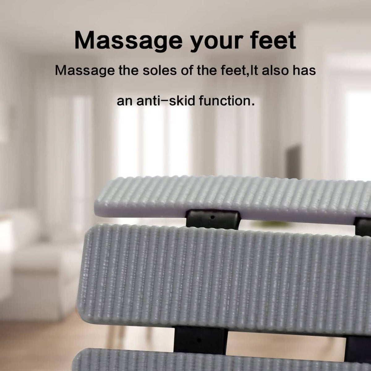 Grey shower mat with raised massage surface nubs and anti-skid texture
