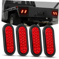 Oval red 24-LED trailer tail lights set, four-piece with black outer bezel