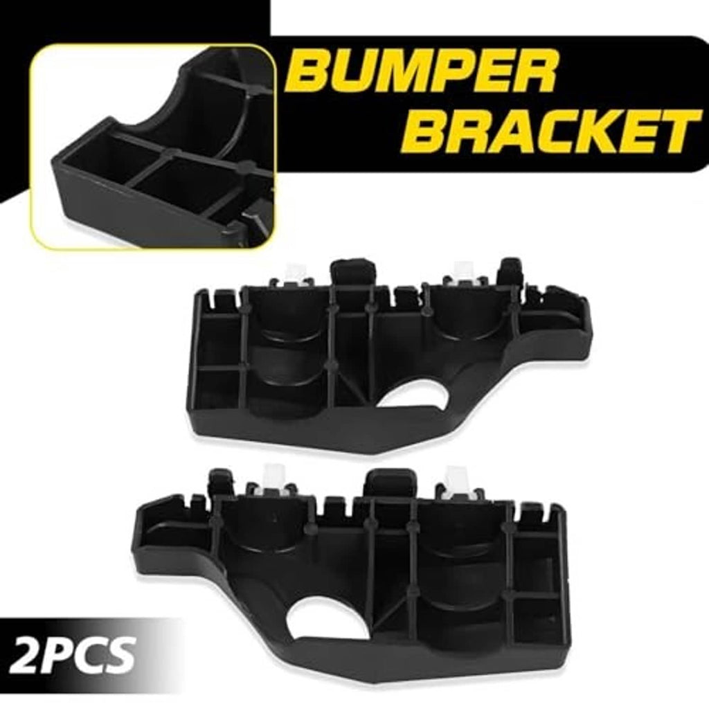 Two black front bumper bracket housings with inset showing inner mounting structure