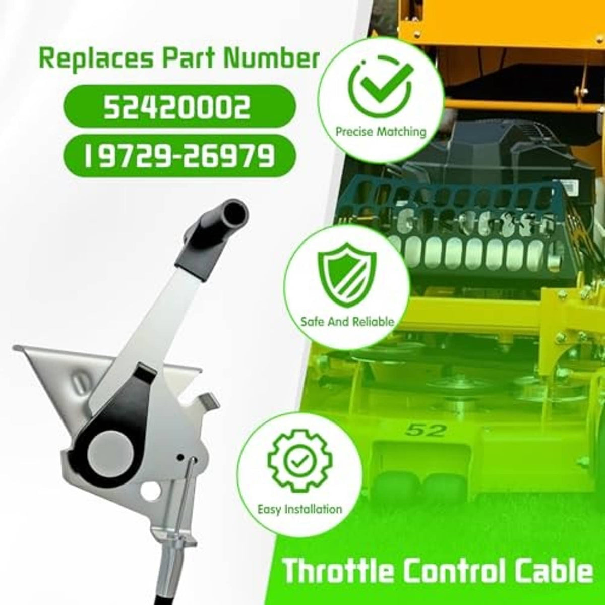Throttle control cable bracket with black cable and mounting plate