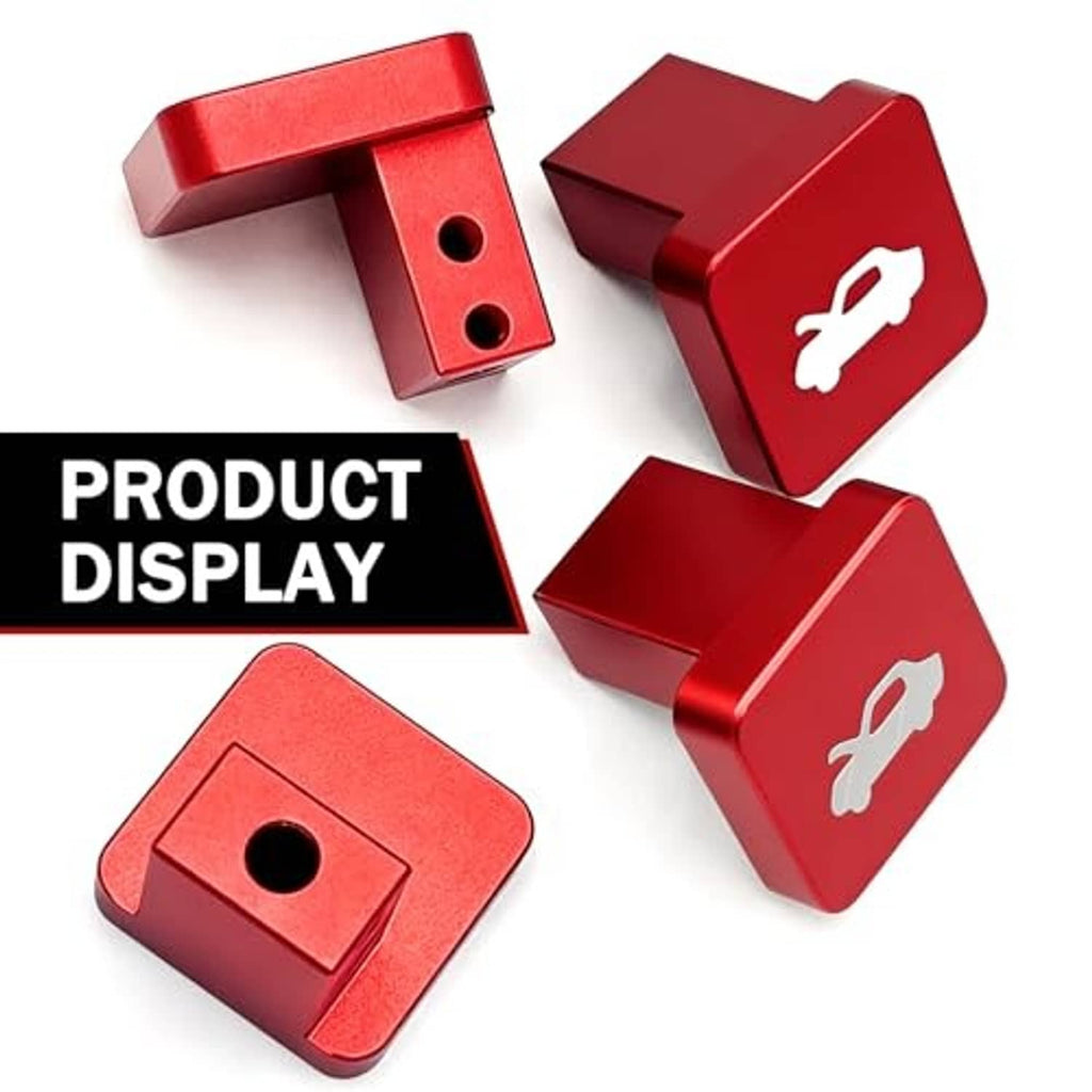 Red hood release handle components set with mounting pieces and icons