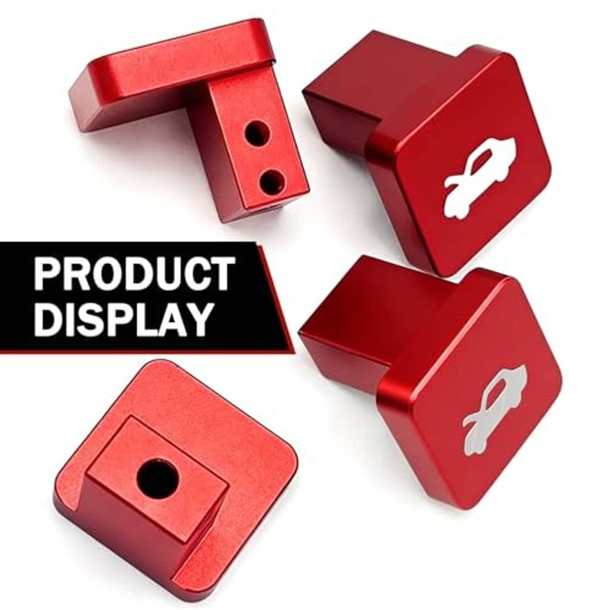 Red hood release handle components set with mounting pieces and icons
