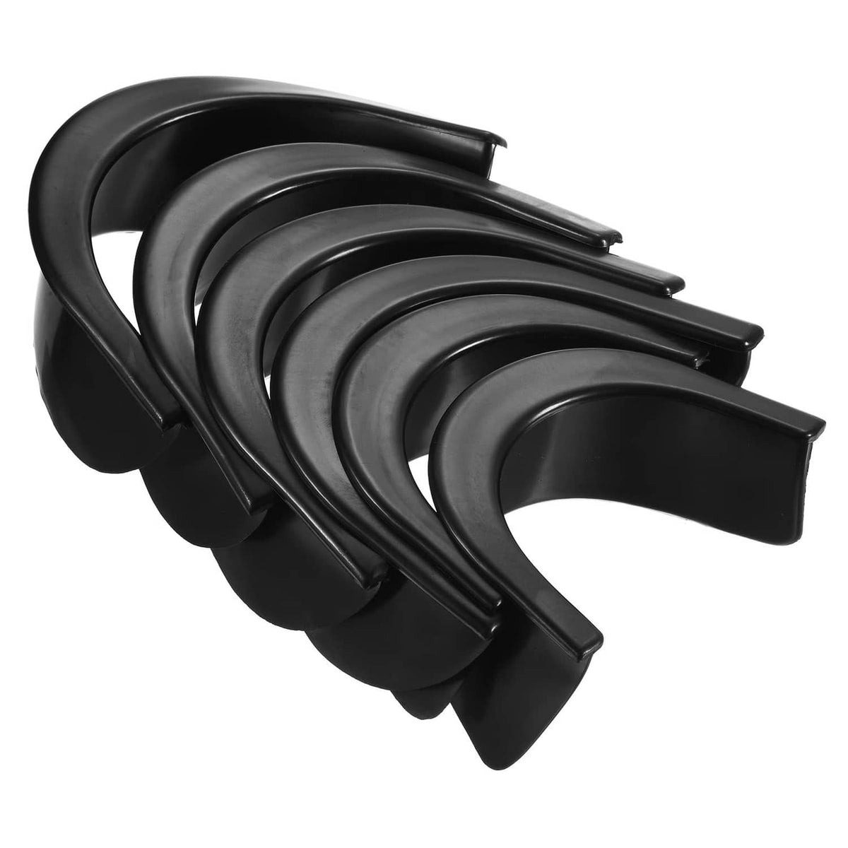 Set of black rubber billiard pocket liners, curved U-shape for pool table pockets
