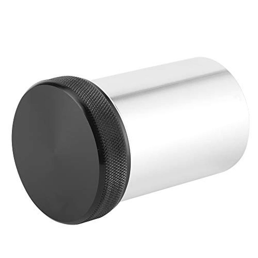 Aluminum bung body with black textured end cap, side close-up