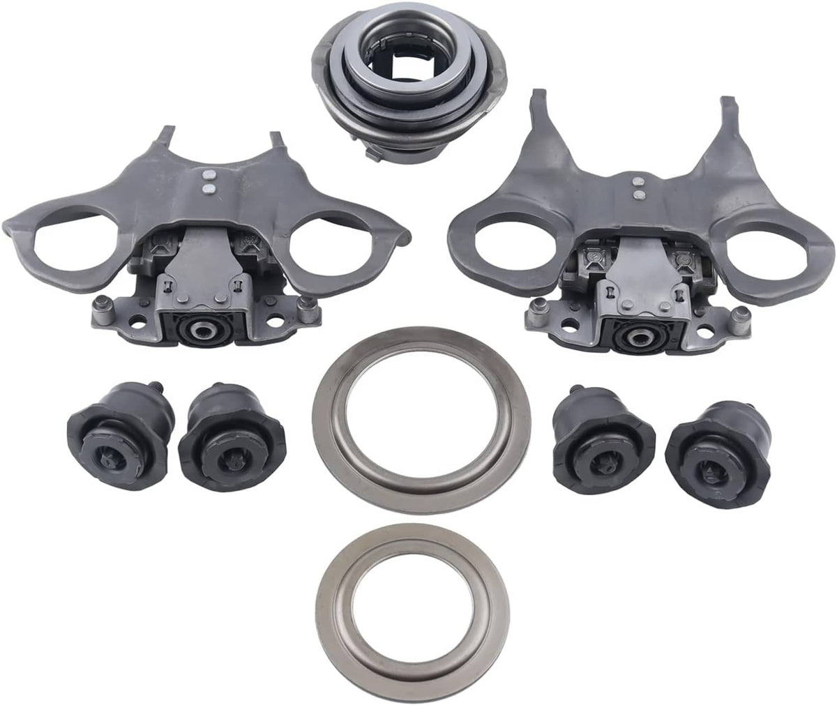 Dual clutch actuator kit parts set: actuator assemblies, mounts, seals, and rings