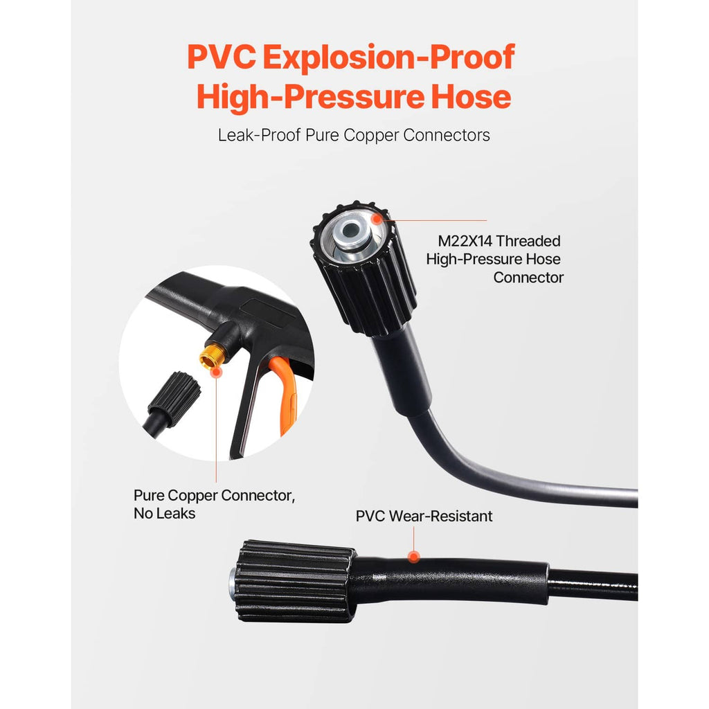 High-pressure PVC hose with copper connectors and M22X14 threaded connector