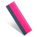 Pink vinyl squeegee with dark felt edge and measurement scale, 10-inch wrap tool