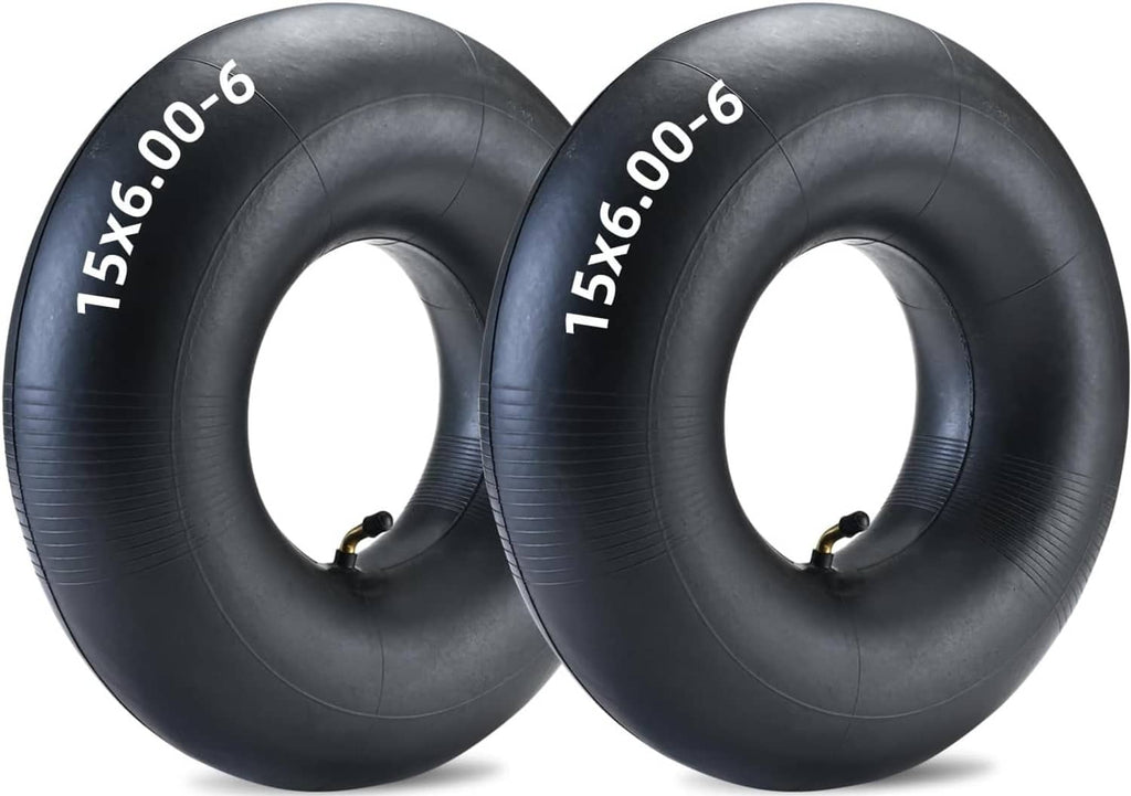 (2-pack) 15x6.00-6 heavy-duty inner tubes with bent valves