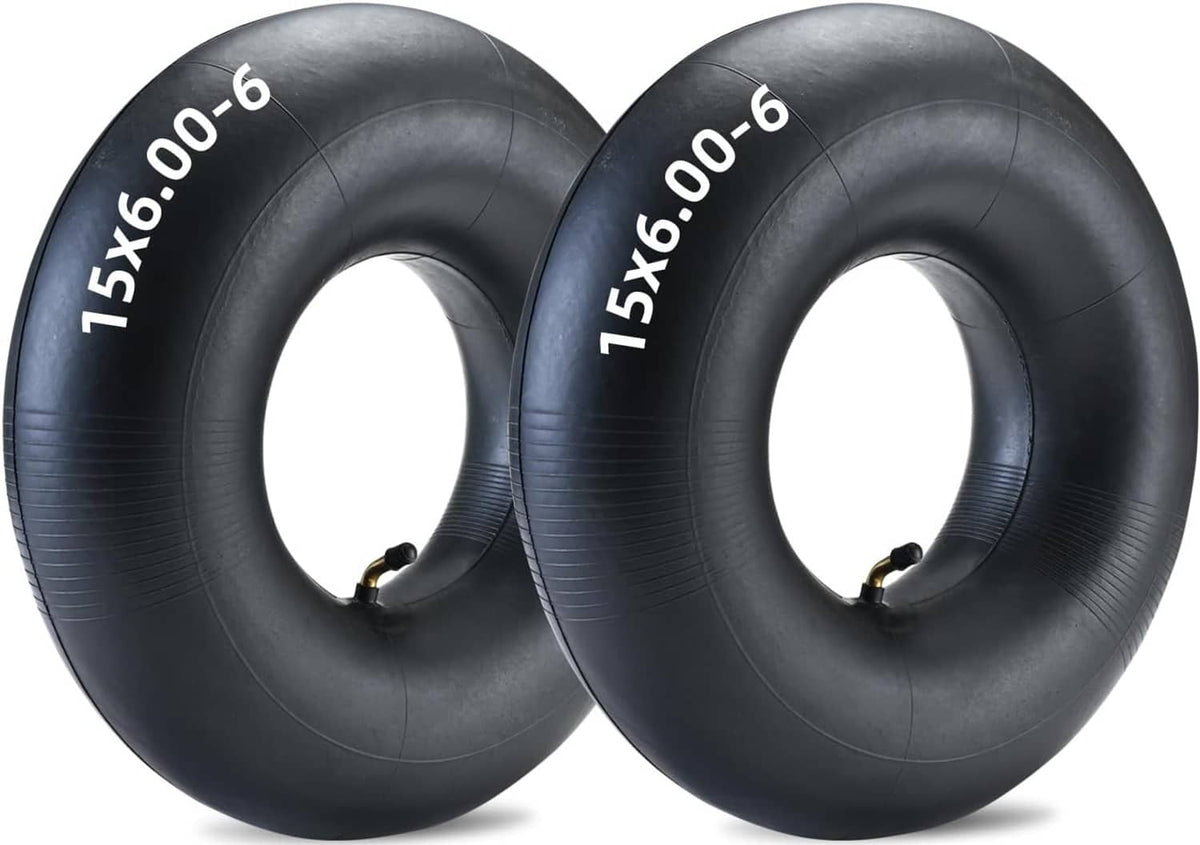 (2-pack) 15x6.00-6 heavy-duty inner tubes with bent valves