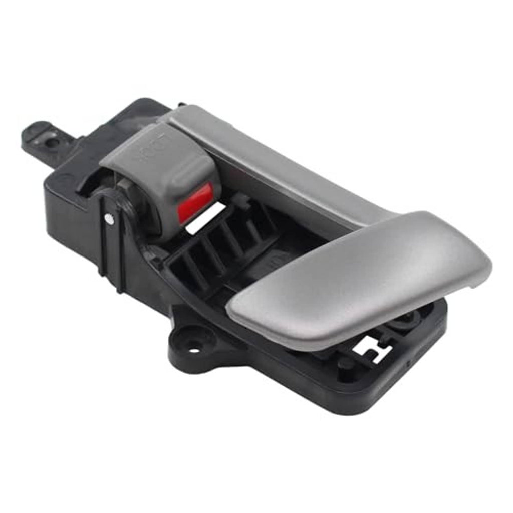 Gray interior door handle assembly with black base and visible red connector slot.
